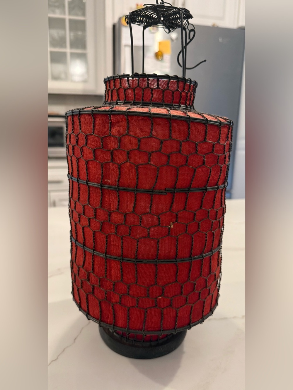 Decorative Red Mesh Accent Lantern- Home Accents